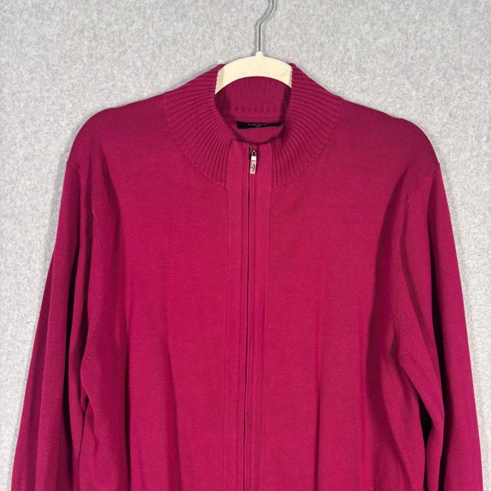 Callaway Pima Cotton Cardigan Sweater XL Magenta Burgundy Full Zip Golf‎ Tennis